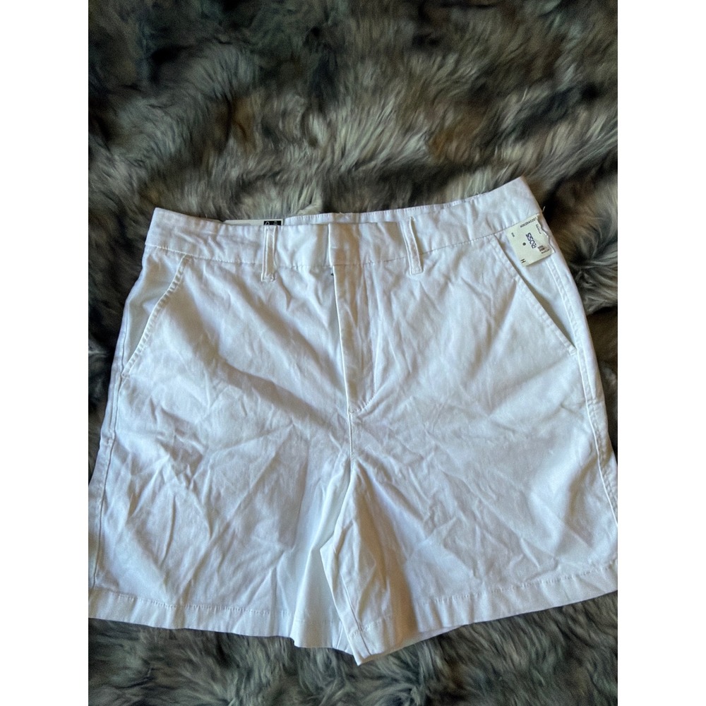 Anne Klein Jeans White Chino Shorts Womens 10 Mid Rise Cotton Stretch Twill New